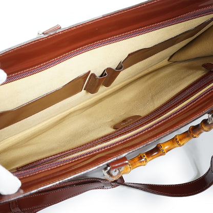 Vintage Bamboo Patent Leather Briefcase