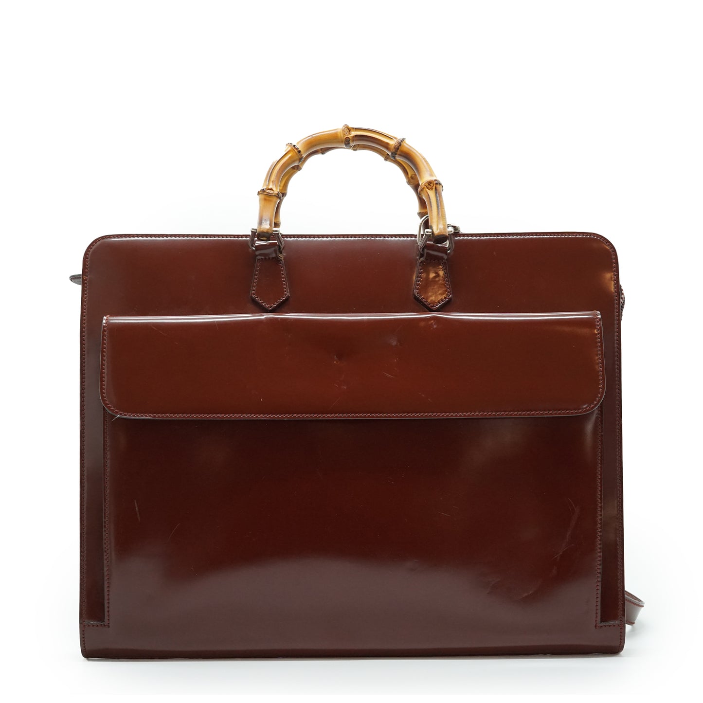 Vintage Bamboo Patent Leather Briefcase