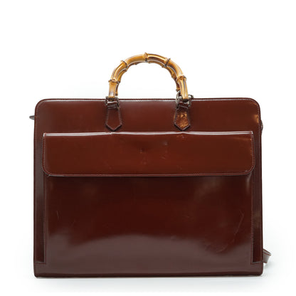 Vintage Bamboo Patent Leather Briefcase