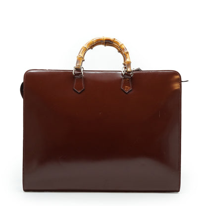 Vintage Bamboo Patent Leather Briefcase