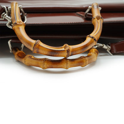 Vintage Bamboo Patent Leather Briefcase