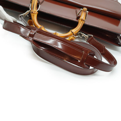 Vintage Bamboo Patent Leather Briefcase