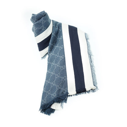 GG Silk Cotton Fringed Stole