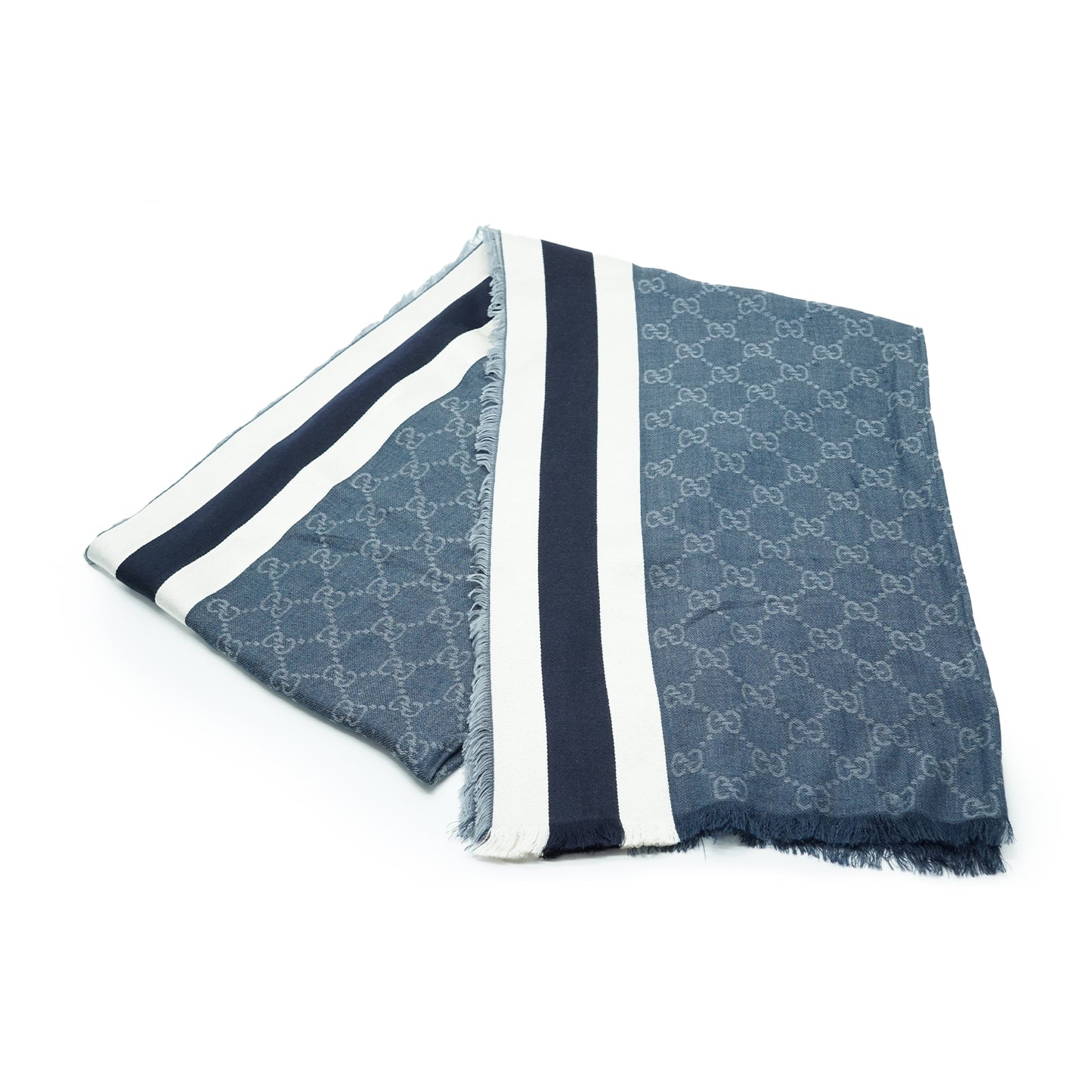 GG Silk Cotton Fringed Stole