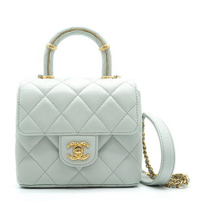 Mini Classic Flap Matelasse Lambskin Chain Top Handle Bag