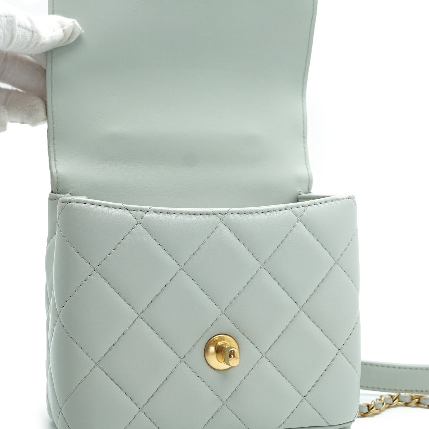 Mini Classic Flap Matelasse Lambskin Chain Top Handle Bag