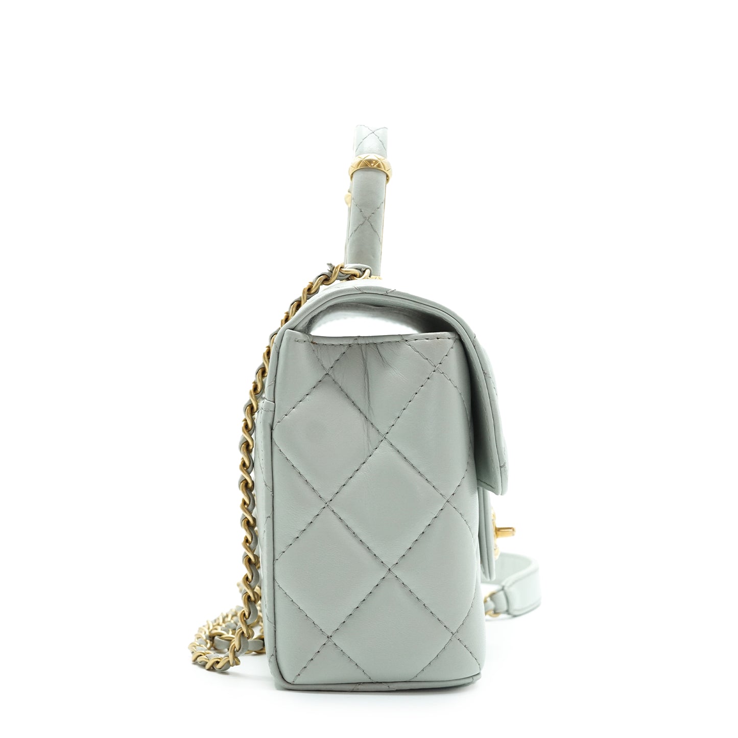 Mini Classic Flap Matelasse Lambskin Chain Top Handle Bag