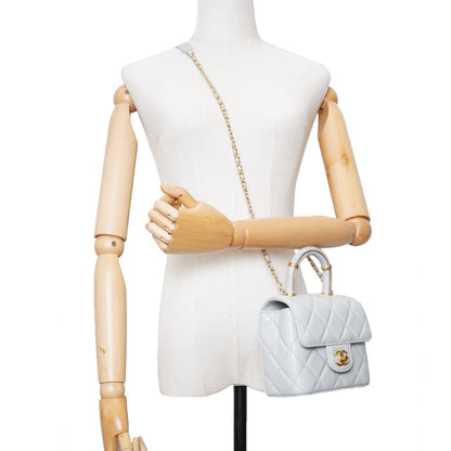Mini Classic Flap Matelasse Lambskin Chain Top Handle Bag