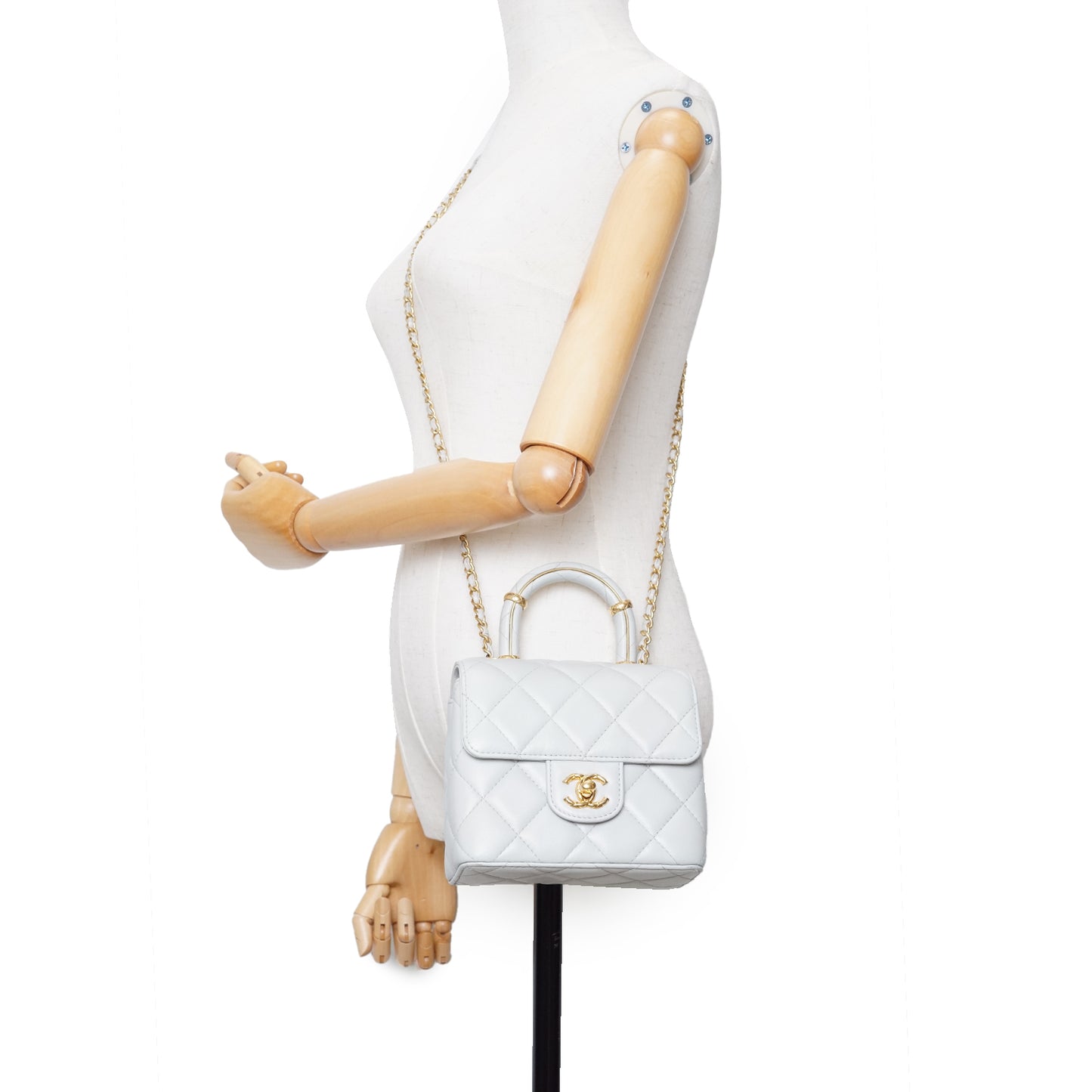 Mini Classic Flap Matelasse Lambskin Chain Top Handle Bag