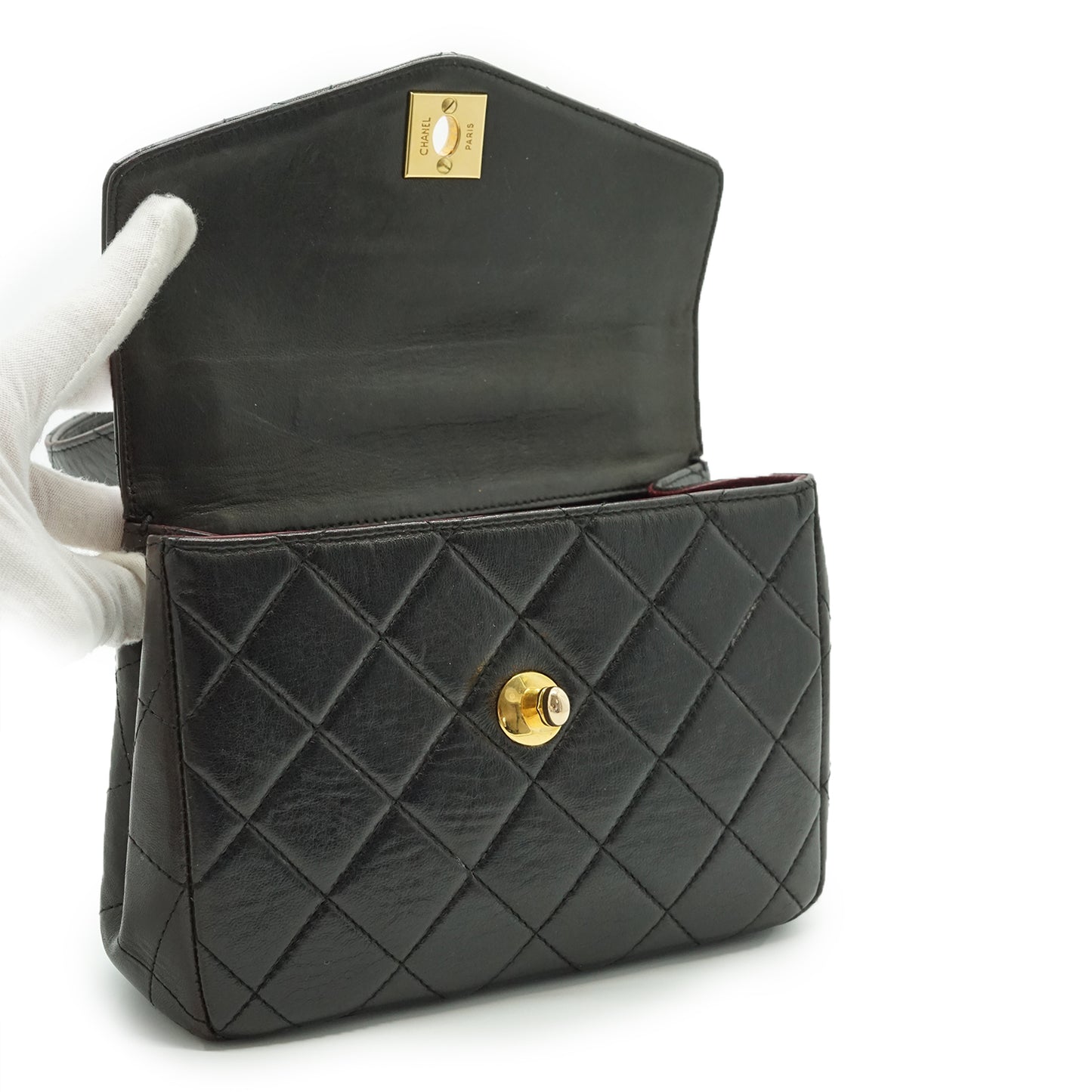 Vintage Mini Flap Matelasse Lambskin Top Handle Bag