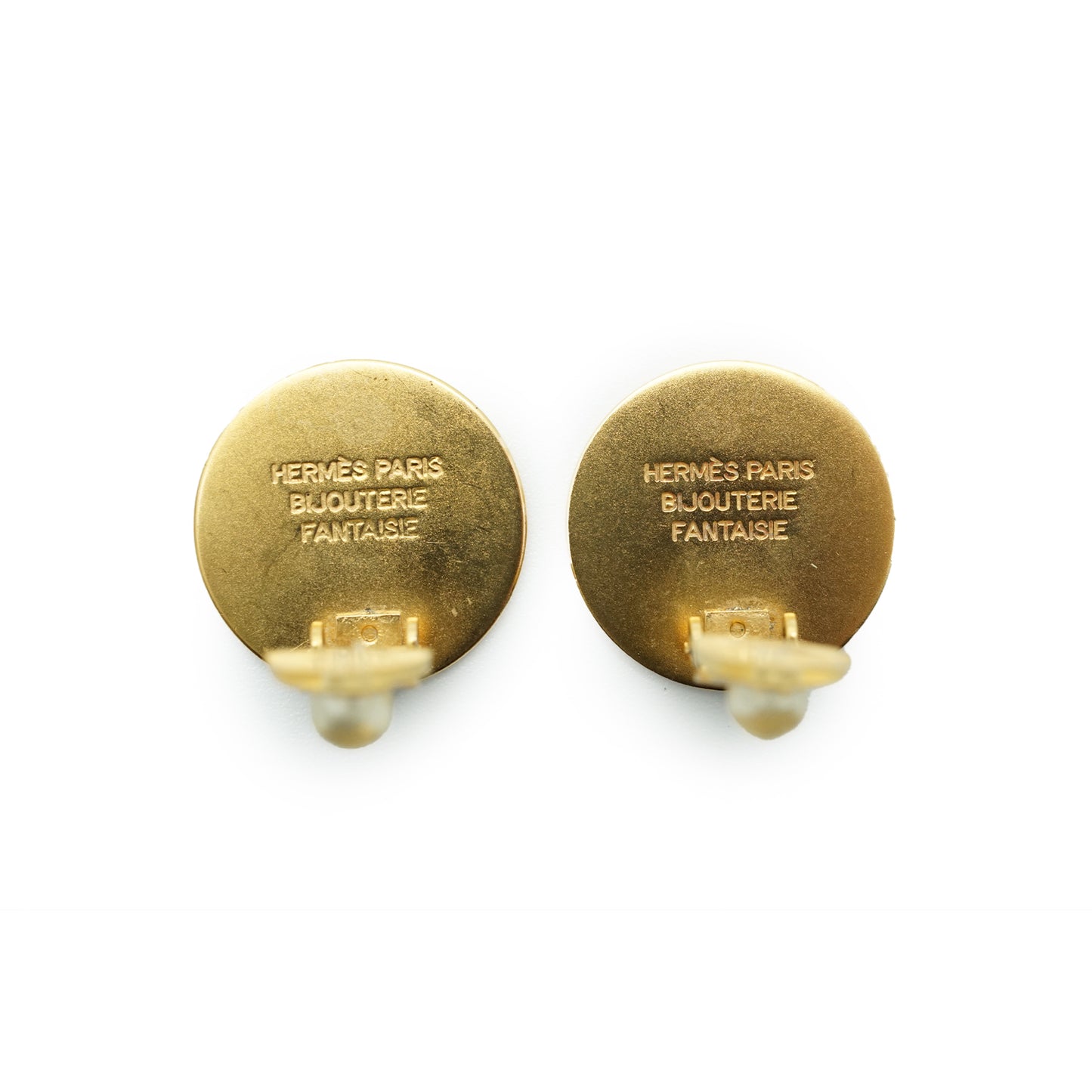 Vintage Hermes Paris Bijouterie Fantaisie Round Clip-on Earrings