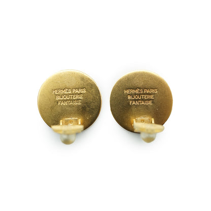 Vintage Hermes Paris Bijouterie Fantaisie Round Clip-on Earrings