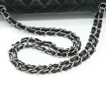 Caviar Matelasse Classic Jumbo 30 Double Flap Chain Shoulder Bag Silver Hardware