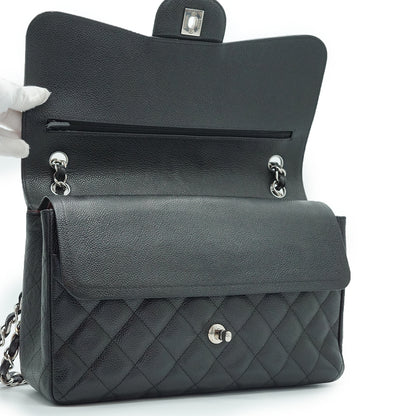 Caviar Matelasse Classic Jumbo 30 Double Flap Chain Shoulder Bag Silver Hardware