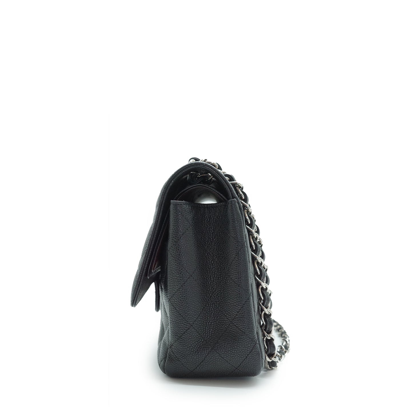 Caviar Matelasse Classic Jumbo 30 Double Flap Chain Shoulder Bag Silver Hardware