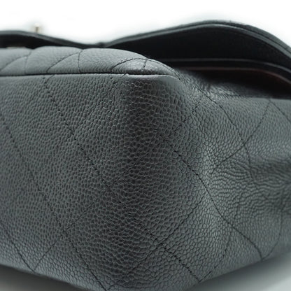 Caviar Matelasse Classic Jumbo 30 Double Flap Chain Shoulder Bag Silver Hardware
