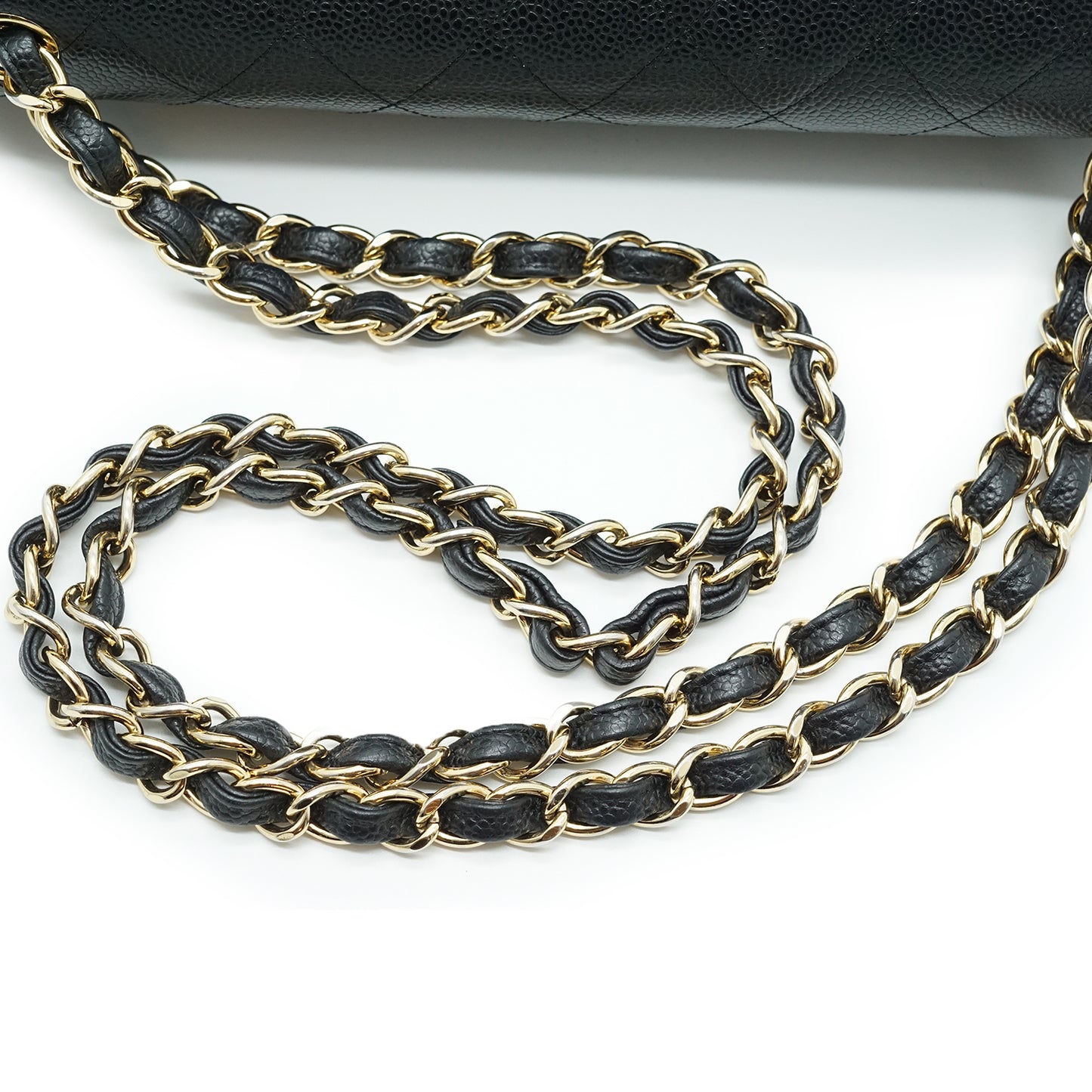 Caviar Matelasse Classic Jumbo 30 Double Flap Chain Shoulder Bag Gold Hardware