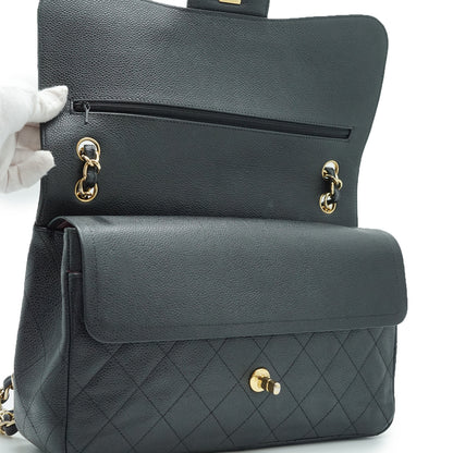 Caviar Matelasse Classic Jumbo 30 Double Flap Chain Shoulder Bag Gold Hardware