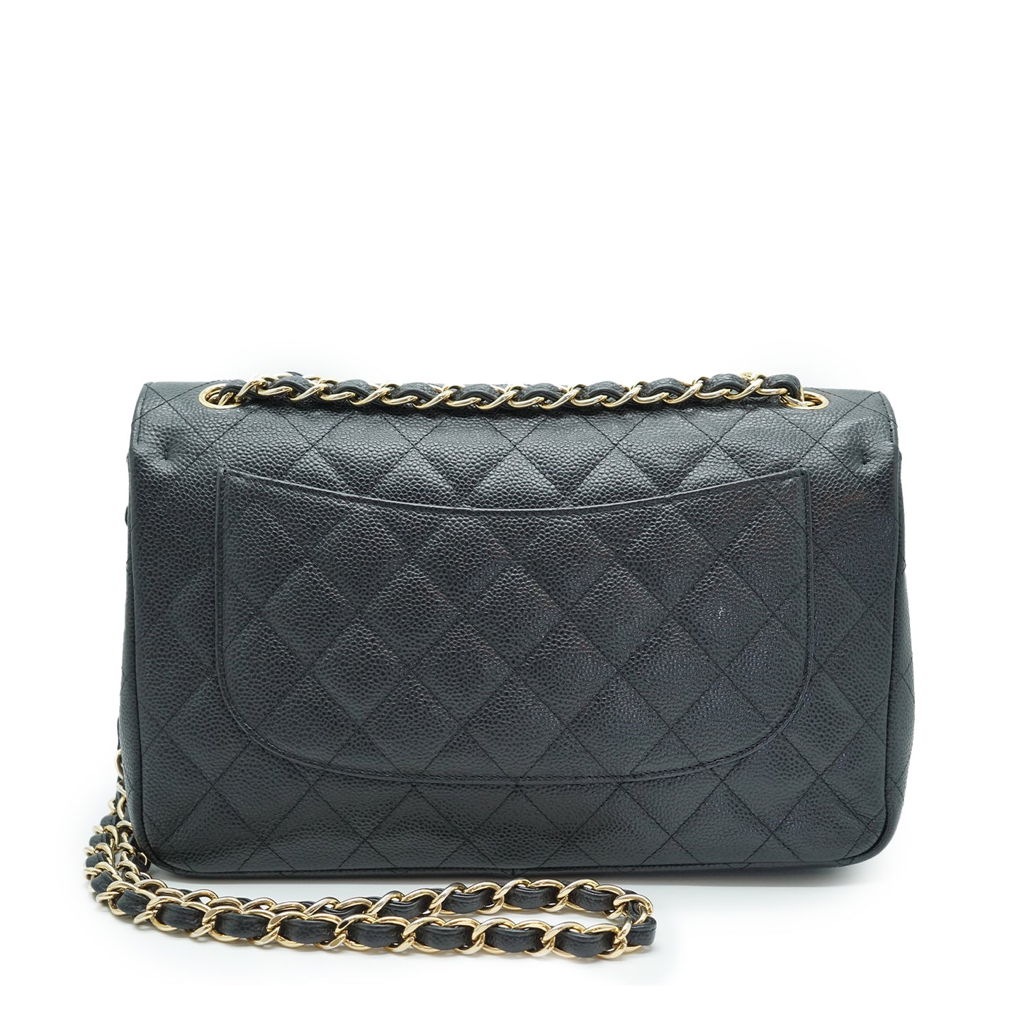 Caviar Matelasse Classic Jumbo 30 Double Flap Chain Shoulder Bag Gold Hardware