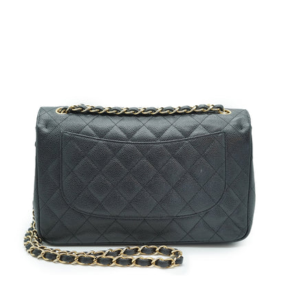 Caviar Matelasse Classic Jumbo 30 Double Flap Chain Shoulder Bag Gold Hardware