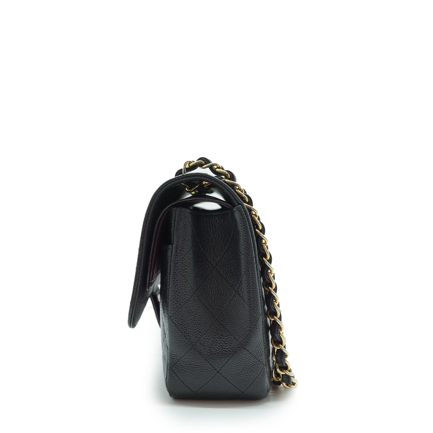 Caviar Matelasse Classic Jumbo 30 Double Flap Chain Shoulder Bag Gold Hardware