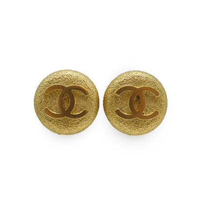 CC Logo Textured Button Clip-on Earrings GP