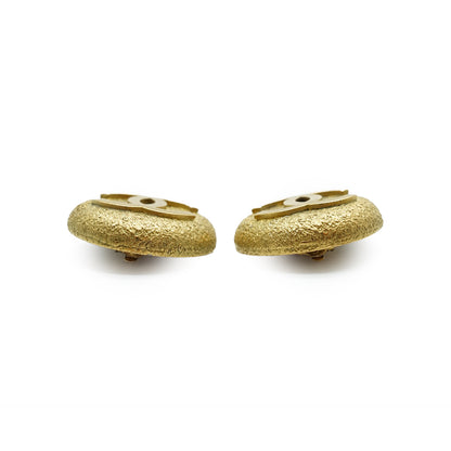 CC Logo Textured Button Clip-on Earrings GP