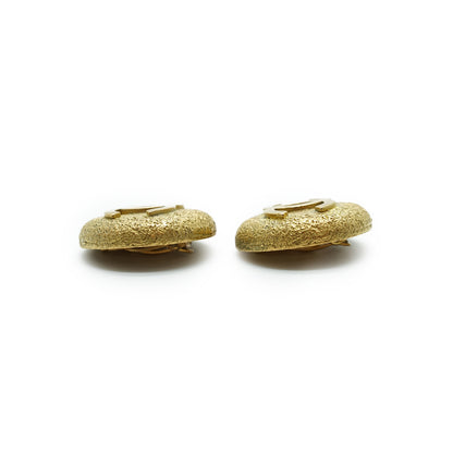 CC Logo Textured Button Clip-on Earrings GP