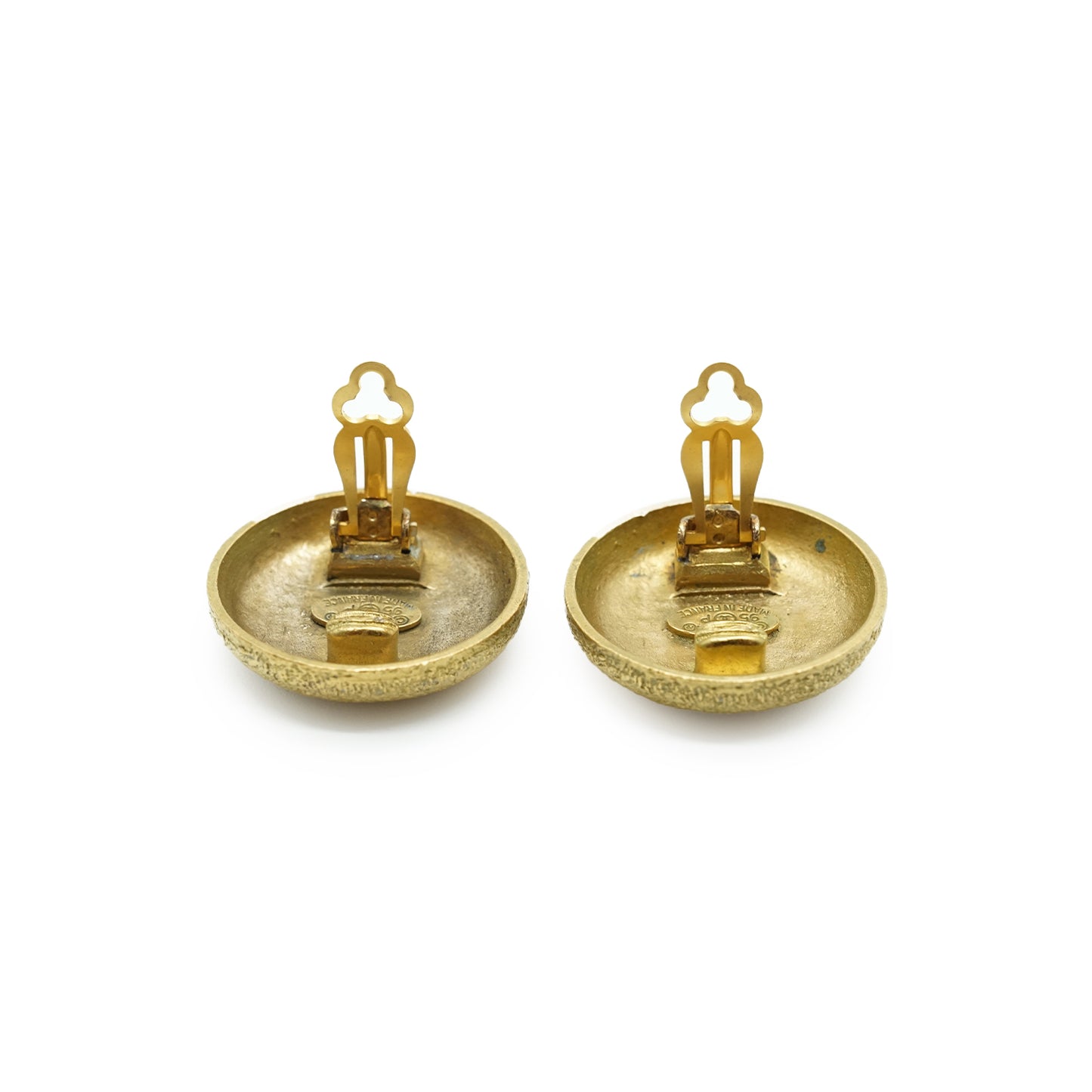 CC Logo Textured Button Clip-on Earrings GP