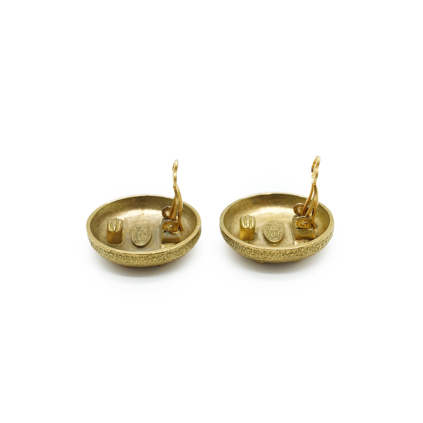 CC Logo Textured Button Clip-on Earrings GP