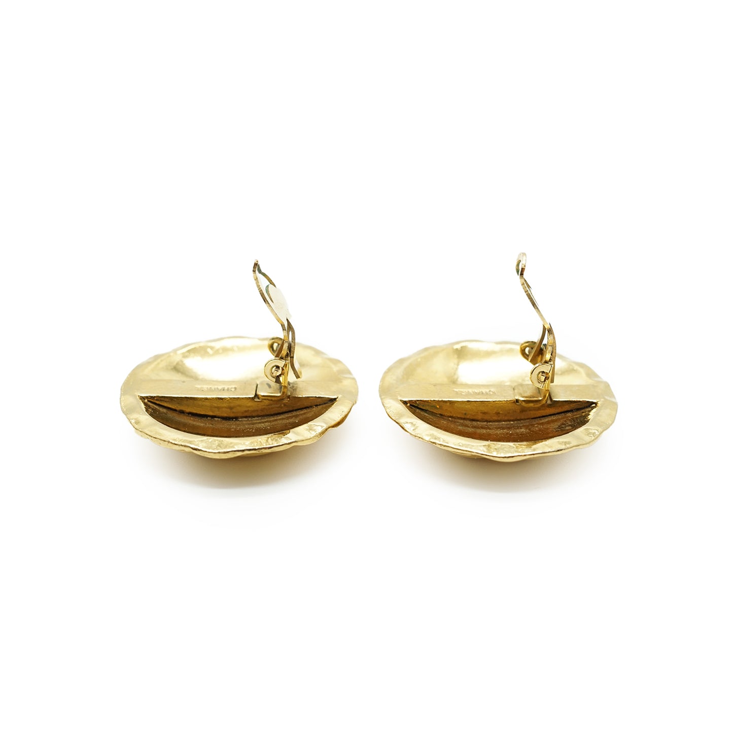 Vintage CC Quilted Big Round Clip-on Earrings GP