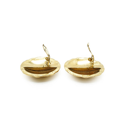 Vintage CC Quilted Big Round Clip-on Earrings GP