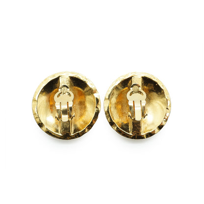 Vintage CC Quilted Big Round Clip-on Earrings GP