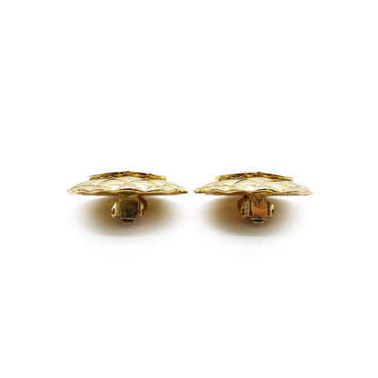 Vintage CC Quilted Big Round Clip-on Earrings GP