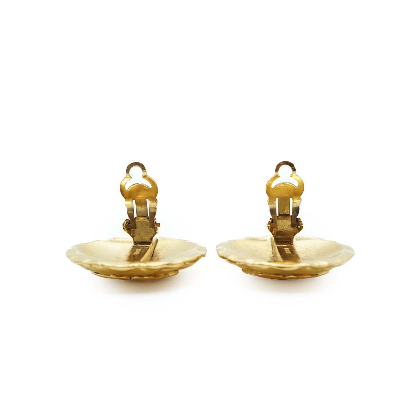 Vintage CC Quilted Big Round Clip-on Earrings GP