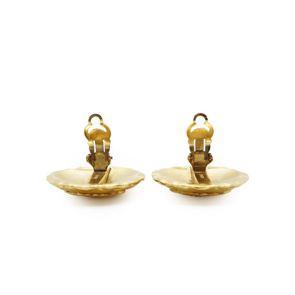 Vintage CC Quilted Big Round Clip-on Earrings GP