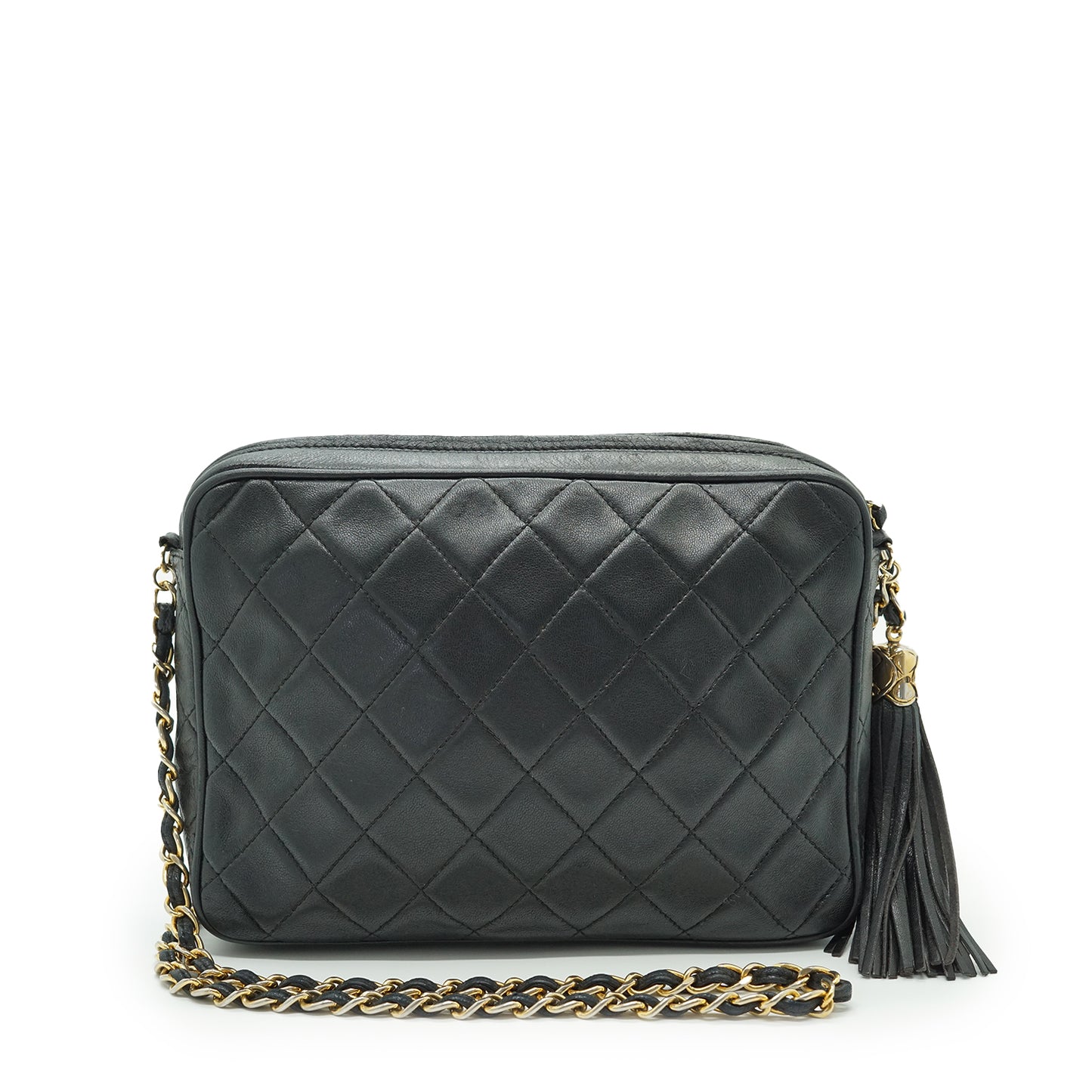 Vintage Matelasse Lambskin CC Triangle Pocket Tassel Chain Shoulder Camera Bag
