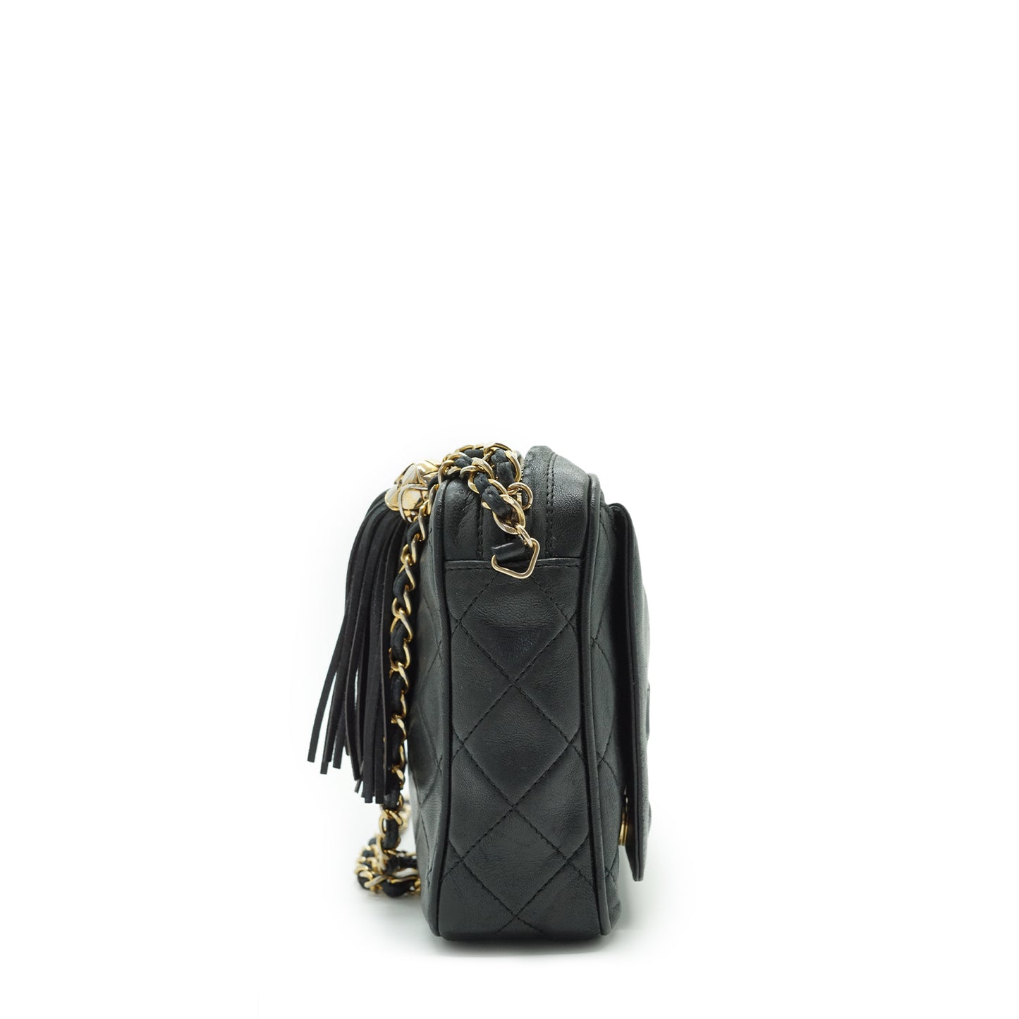 Vintage Matelasse Lambskin CC Triangle Pocket Tassel Chain Shoulder Camera Bag