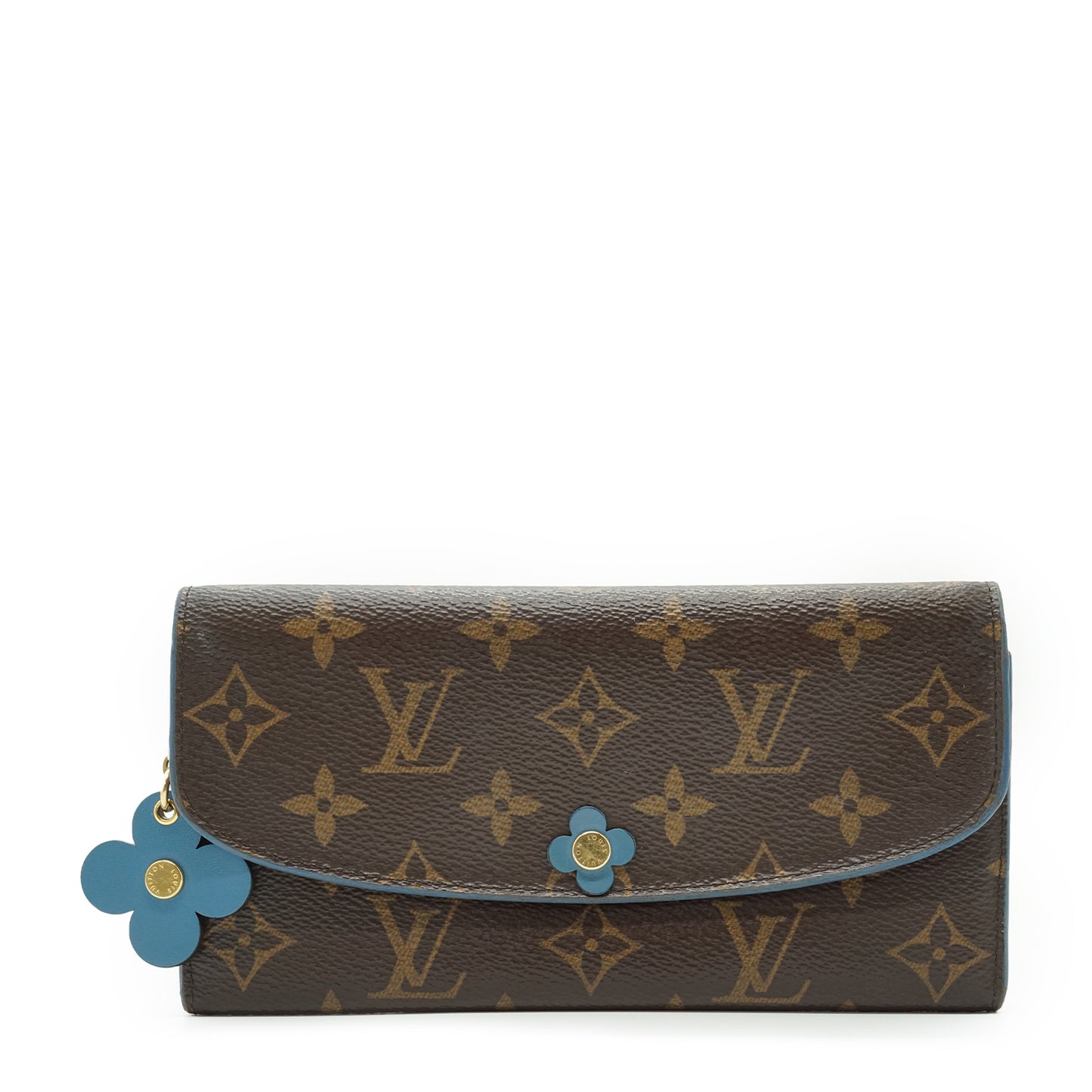 Monogram Portefeuille Emilie Blue Jean Pink Flower Charm