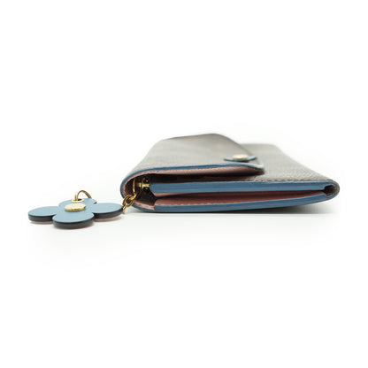 Monogram Portefeuille Emilie Blue Jean Pink Flower Charm