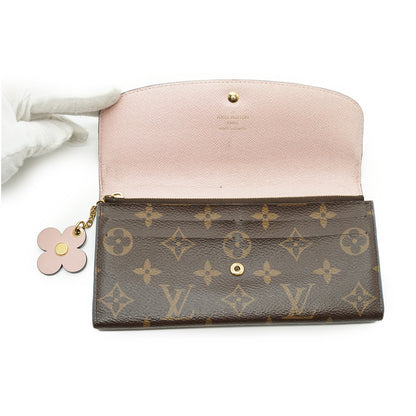 Monogram Portefeuille Emilie Blue Jean Pink Flower Charm