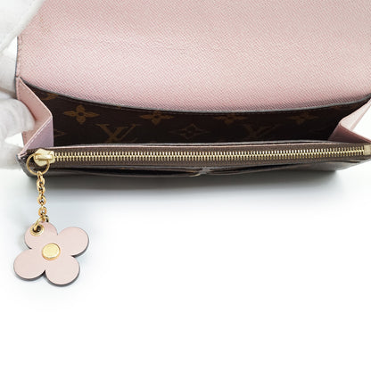 Monogram Portefeuille Emilie Blue Jean Pink Flower Charm