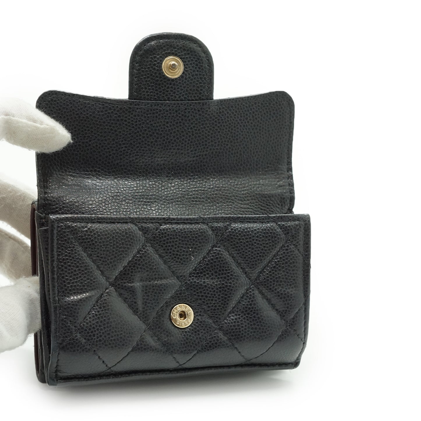 Caviar Matelasse Timeless Classique Compact Trifold Wallet