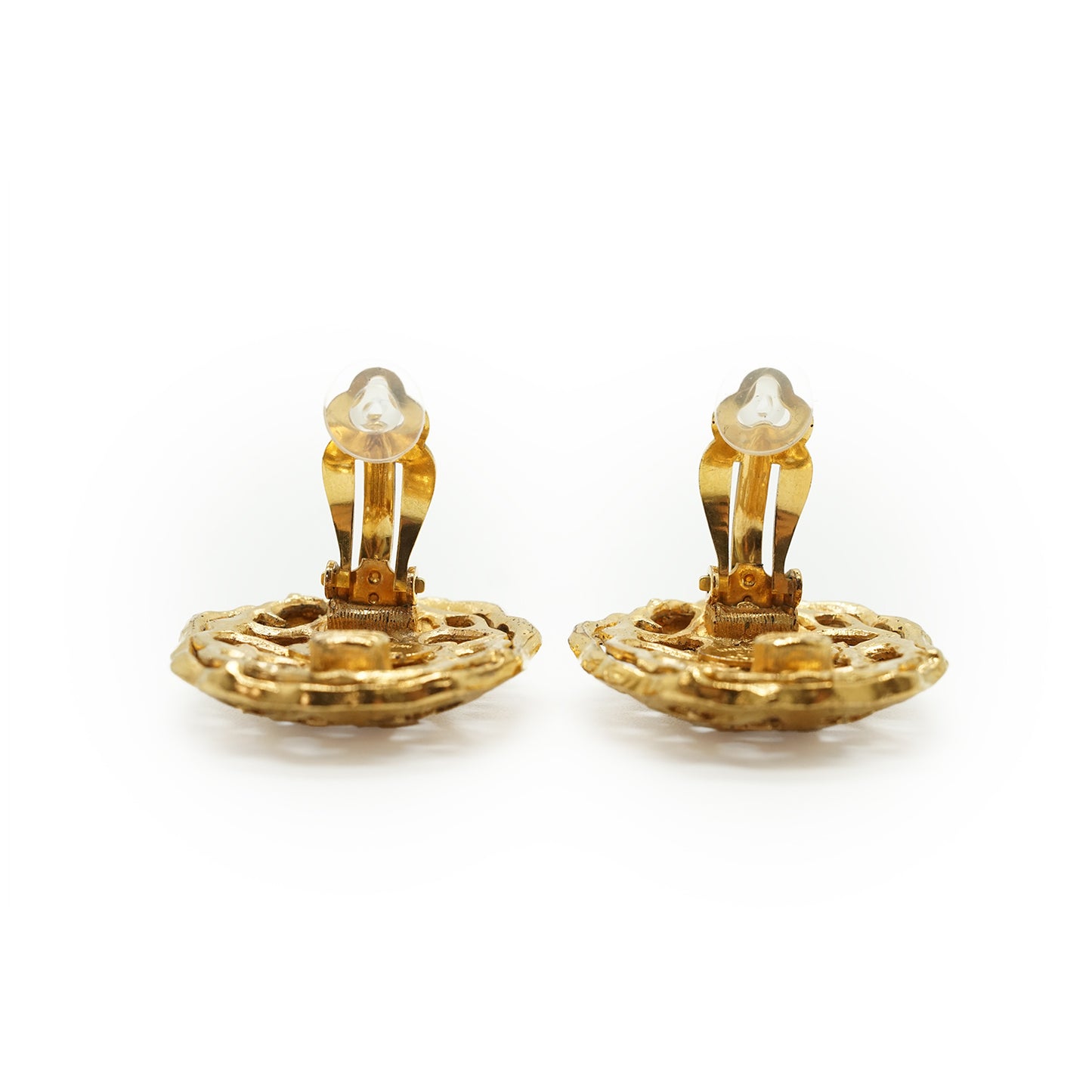 Vintage CC Cut-out Round Clip-on Earrings GP