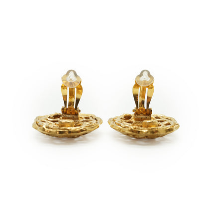 Vintage CC Cut-out Round Clip-on Earrings GP