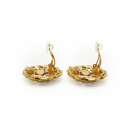 Vintage CC Cut-out Round Clip-on Earrings GP