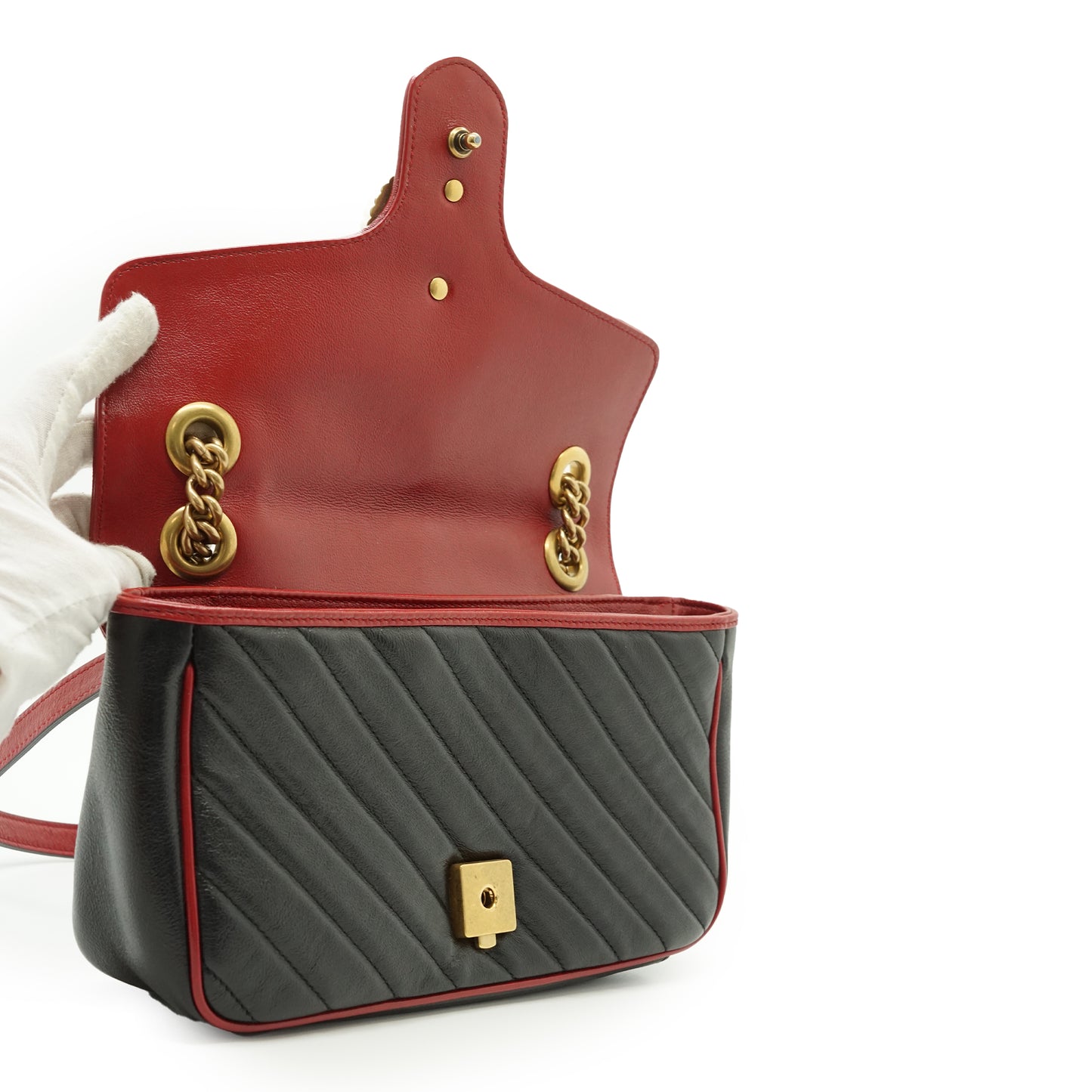 GG Marmont Torchon Bicolor Small Chain Shoulder Bag