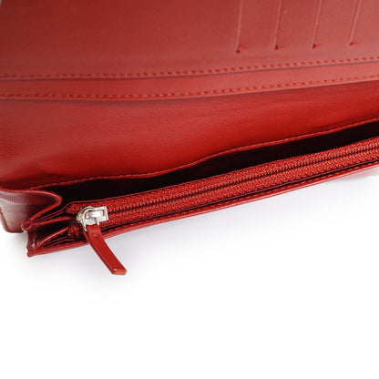 Camellia Embossed Lambskin Bifold Long Wallet