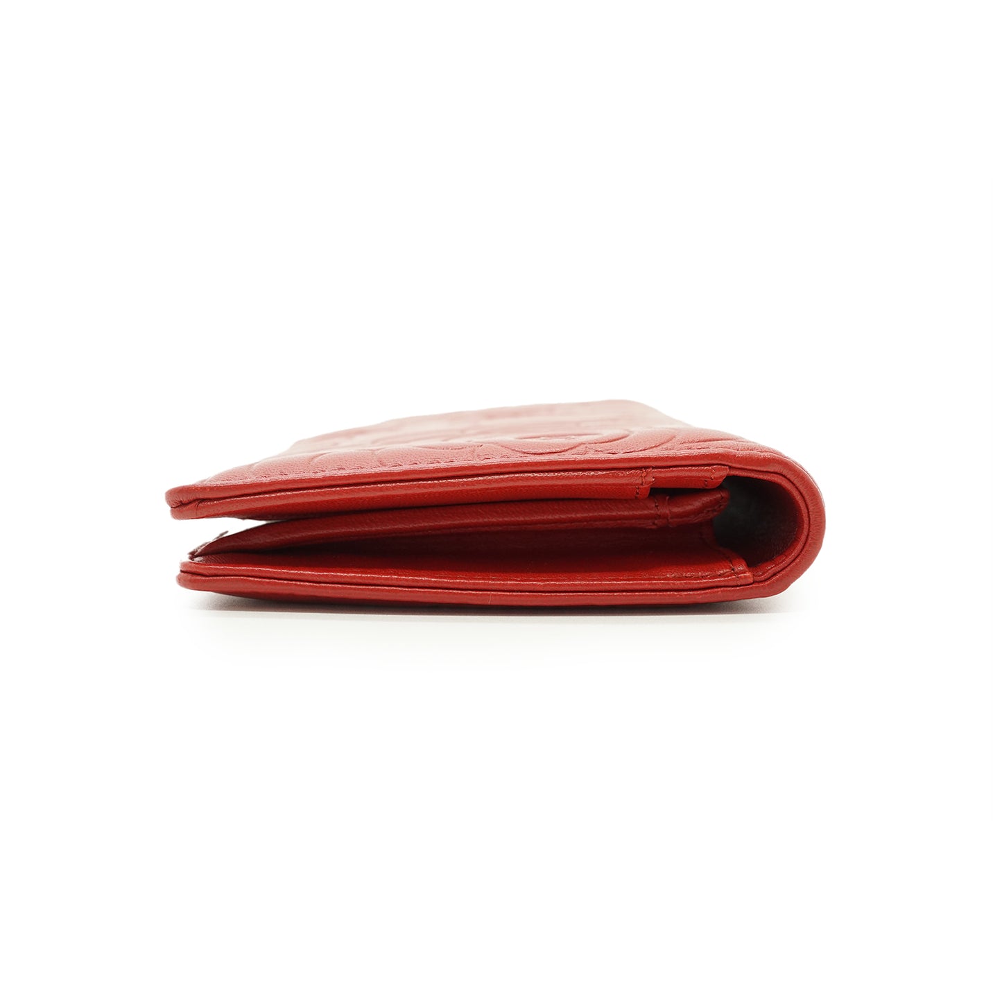 Camellia Embossed Lambskin Bifold Long Wallet