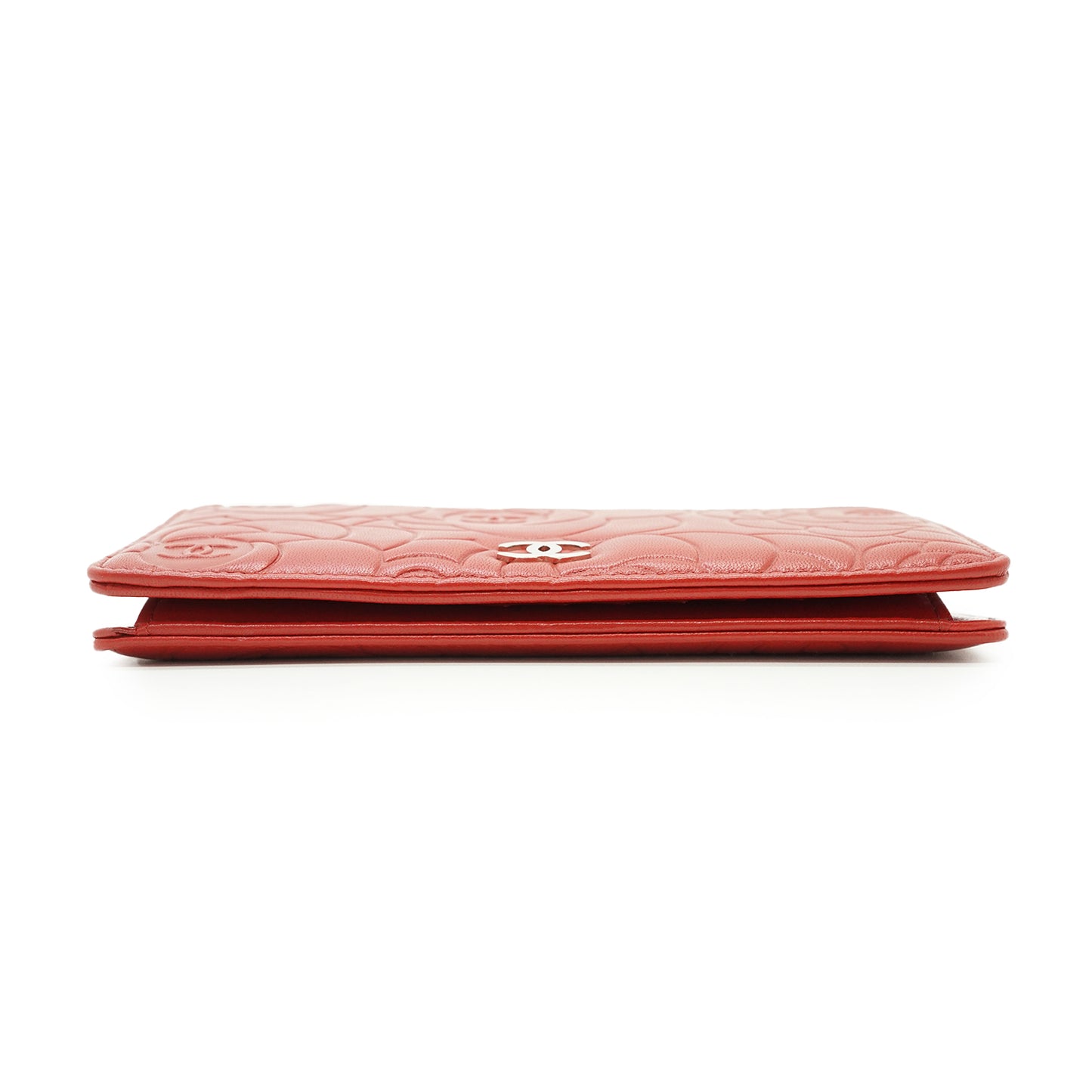 Camellia Embossed Lambskin Bifold Long Wallet